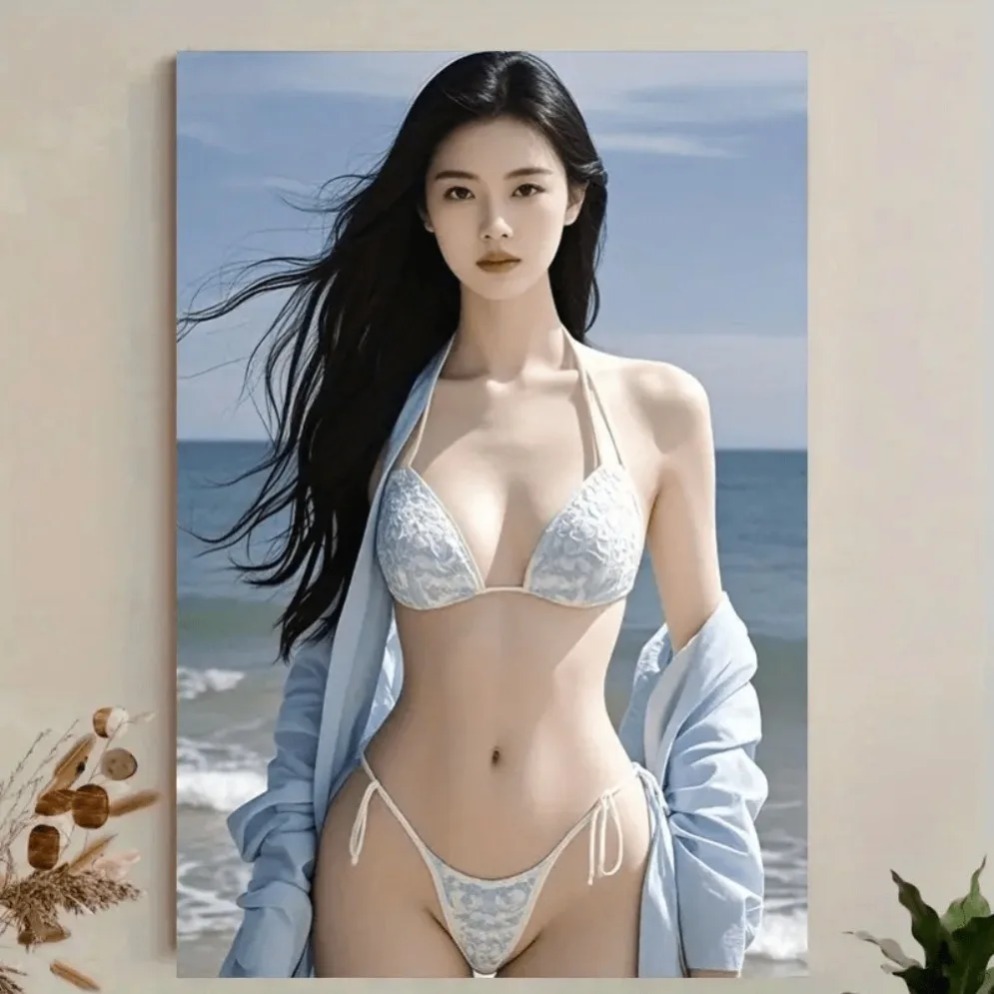 Home Bathroom Scene - Seni Dinding Pantai untuk Ruang Tamu,