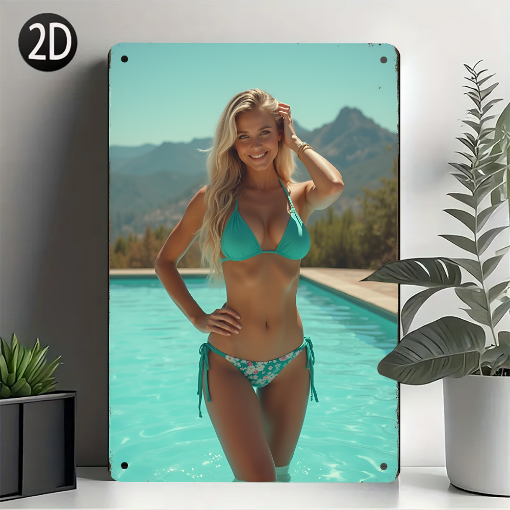 Home Bathroom Wall Art - Papan Tanda Logam Retro 2D -
