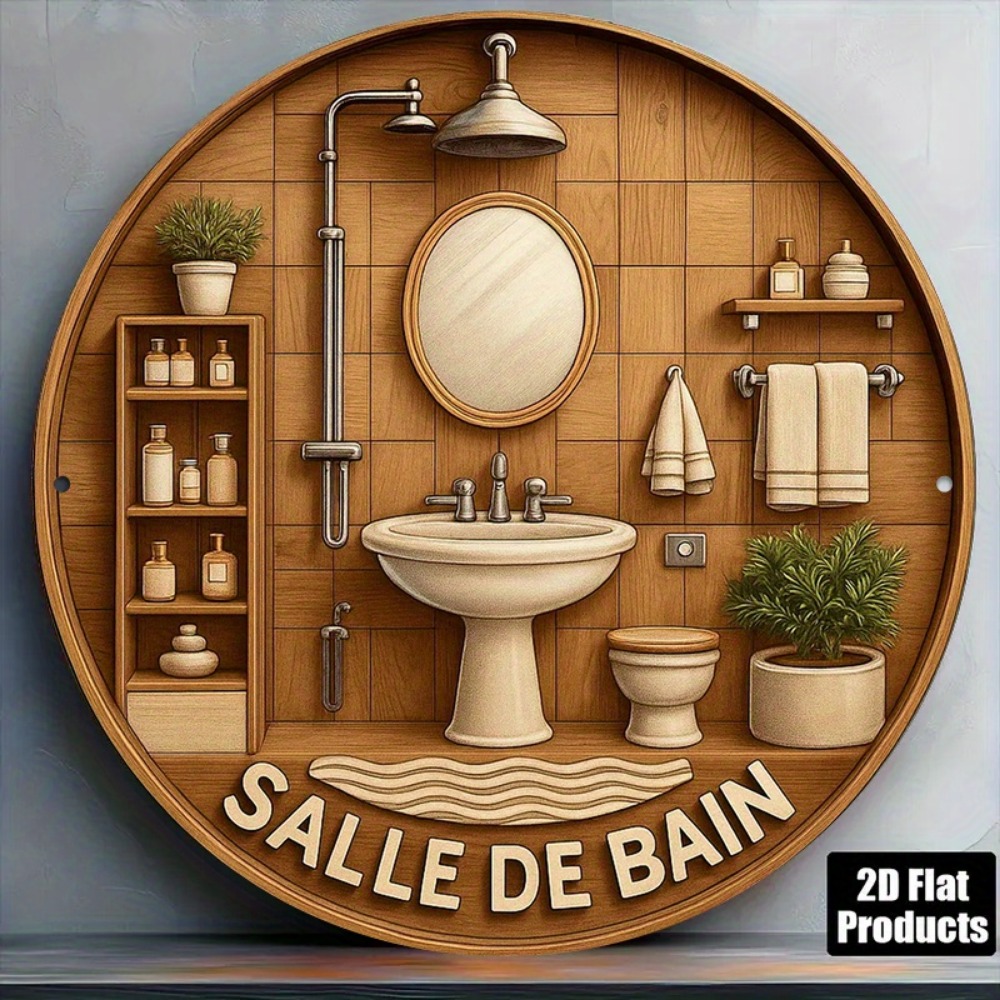 Home Bathroom Wall Art - CIFBUY Kamar Mandi Retro Prancis Bulat