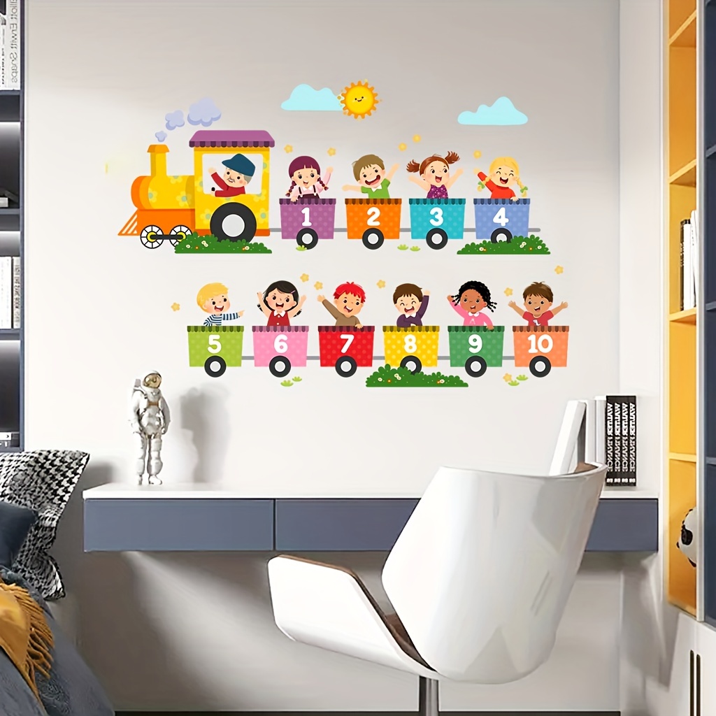 Home One Bathroom - 2 Buah Stiker Dinding Kartun Kereta