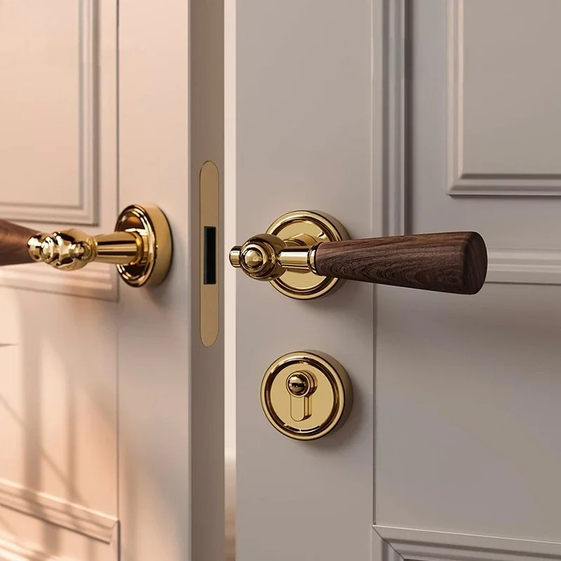 Home Hardware Bathroom Accessories - Kunci Pintu Senyap dengan Gagang Kayu
