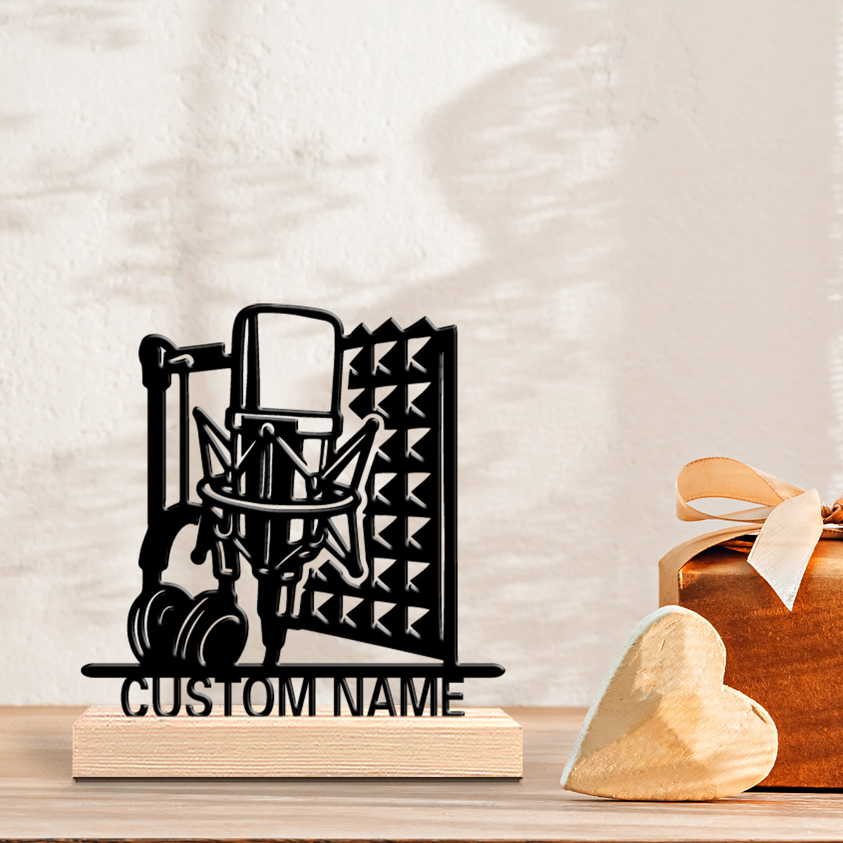 Home Kitchen & Bathroom - 1pc Dekorasi Dinding Kayu dengan Basis
