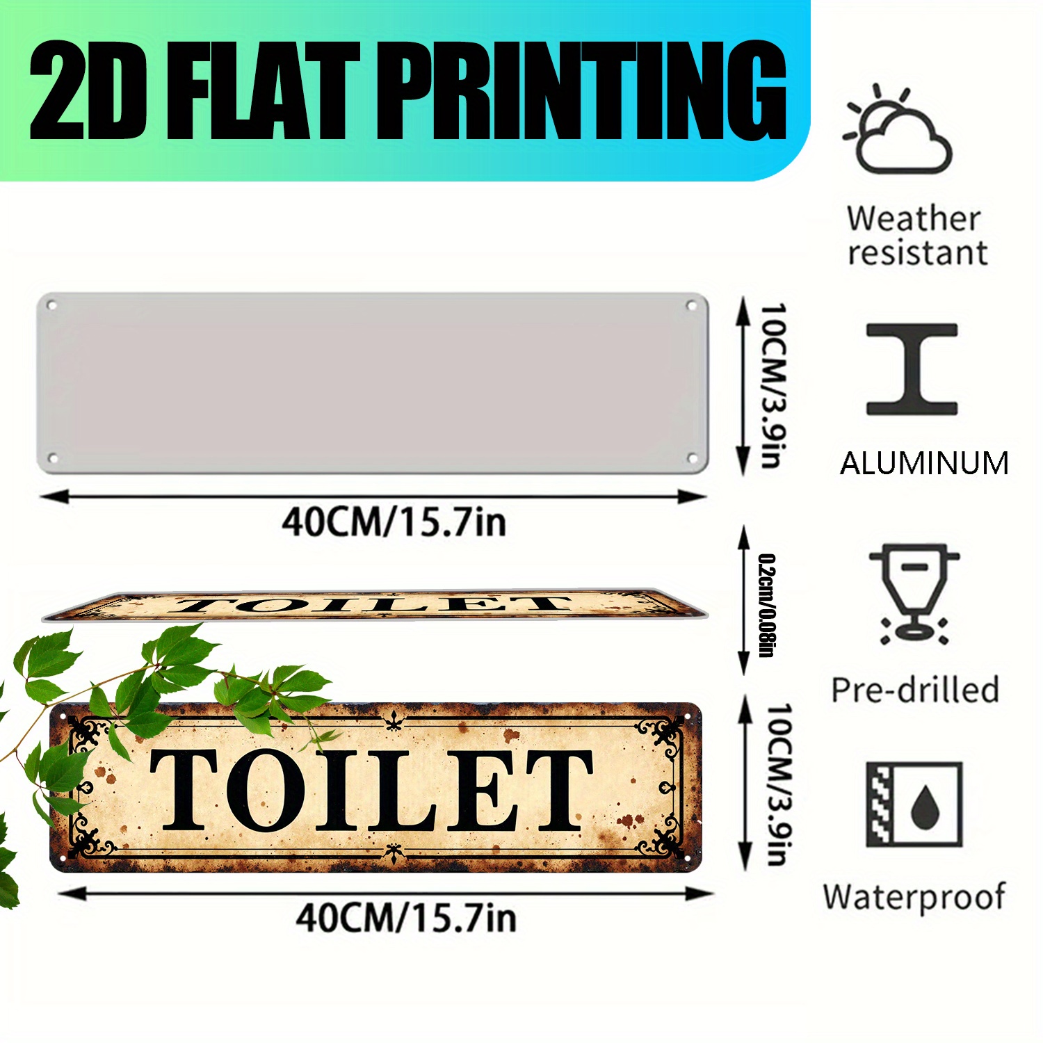 2D Flat, Vintage Aluminum Wall - Home Bathroom Wall Art ulasan dan harga