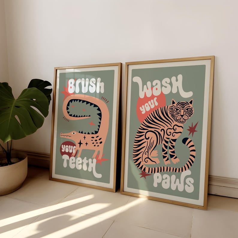 2pcs/set Lukisan Kanvas Kamar  - Home Bathroom Wall Art ulasan dan harga
